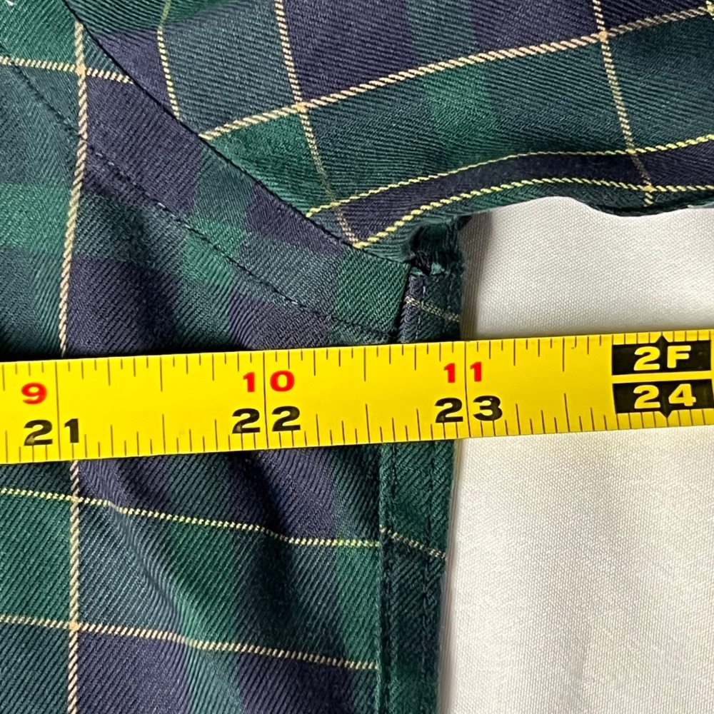 UNTUCKIT Mens Large Langon Green Navy Plaid Wrinkle‎ Free Cotton Dress Shirt - Picture 3 of 6